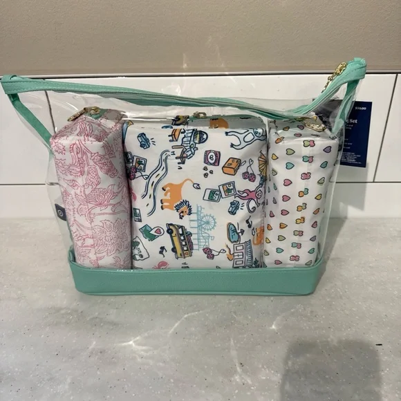 Roller Rabbit x Target - 4pc Floral Vines Multi-Purpose Pouch Set Pink ROADTRIP - Picture 2 of 4